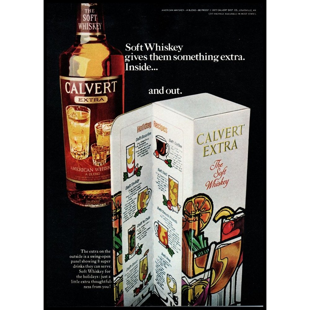 1978 Calvert Extra Vintage Print Ad The Soft Whiskey Christmas Gift Box Wall Art